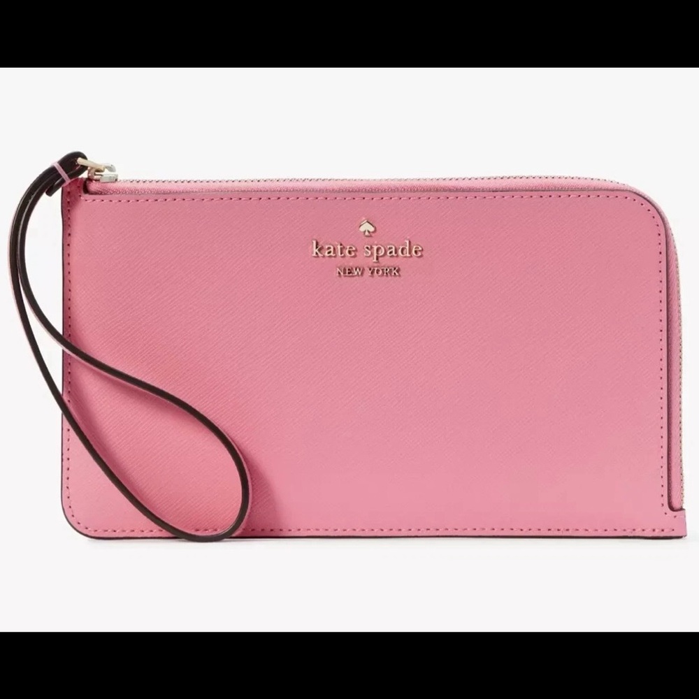 Kate Spade L-Zip Wristlet in Blossom Pink